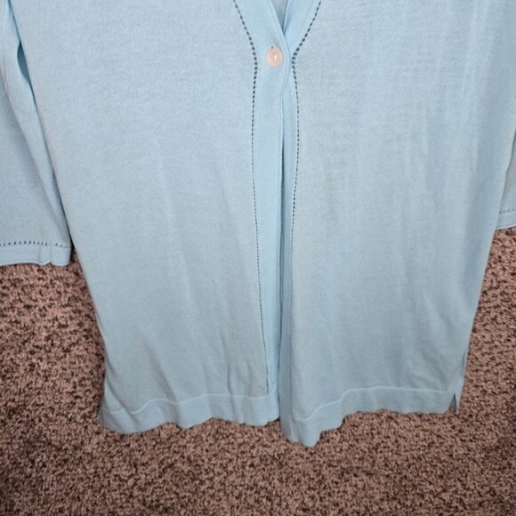 Chicos Cardigan Womens 1 US Medium Blue Single Button Cotton Nylon Casual Ladies - Picture 5 of 7